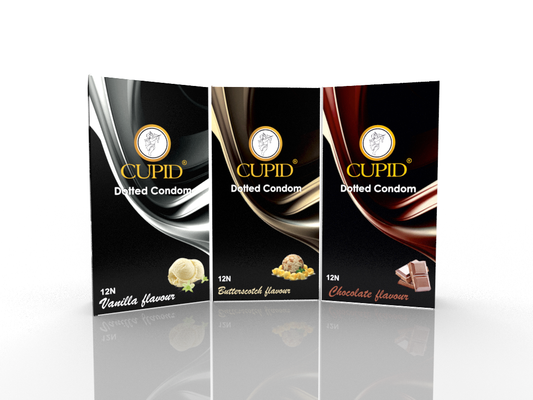 Cupid Combo Mix Condom Pack ( Vanilla, Butterscotch, Chocolate) (20*3=60 Pcs)