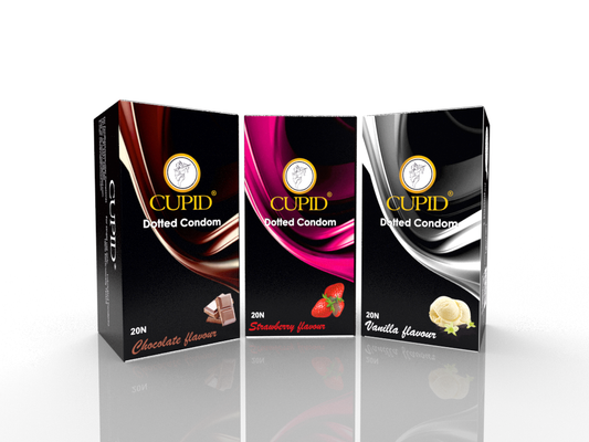 Cupid Combo Mix Condom Pack ( Strawberry, Vanilla, Chocolate) (20*3=60 Pcs)