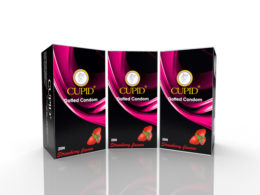 Cupid Dotted Strawberry Flavoured Condom (20*3=60Pcs)