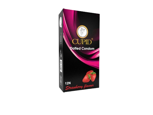 Cupid Dotted Strawberry Flavoured Condom Combo Pack 60 Pcs(5*12 Pcs)