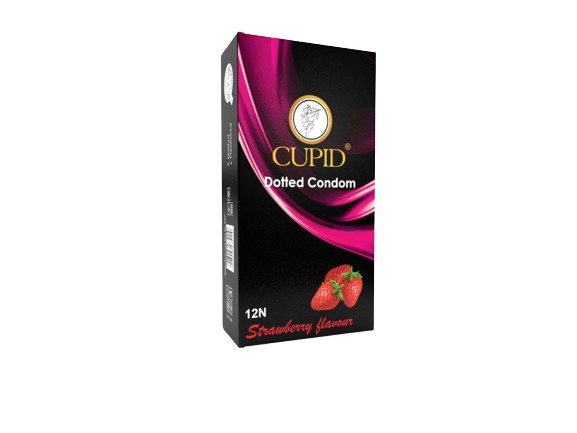 Cupid Dotted Strawberry Flavoured Condom Combo Pack 60 Pcs(5*12 Pcs)